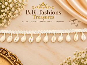 B.R. Fashions Treasures Bordure en dentelle française 3D avec coquillages cauris et perles, 1 pouce, lavable, style côtier, fait main pour textiles de maison - Product Image 3