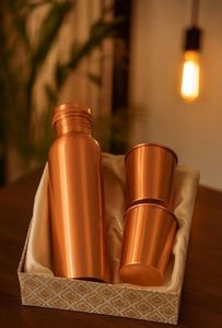 Printed Copper Water Bottle Metal Drinkware Leak Proof Floral <b>Leaf</b> Pattern Yoga Fitness Outdoor Gym Use Liquid Storage Container - Product Image 4