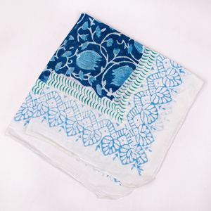 Bandana carré en coton bleu à motif floral style western, respirant, décontracté, pour l'hiver, le printemps et l'été, respectueux de la peau - Product Image 6