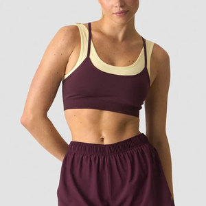Nouveau design soutien-gorge de sport rembourré pour femme, double couche, dos croisé, couleur unie, extensible dans quatre directions, pour entraînement et gym - Product Image 3