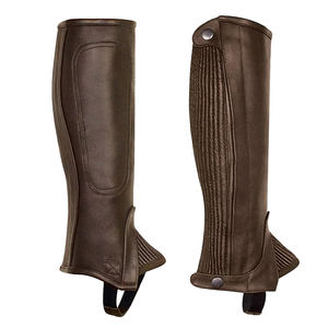 Custom Men English Style <b>Half</b> <b>Chaps</b> Genuine Leather Zipper Closure Lightweight Breathable Equestrian Horse Riding Wear - Product Image 5