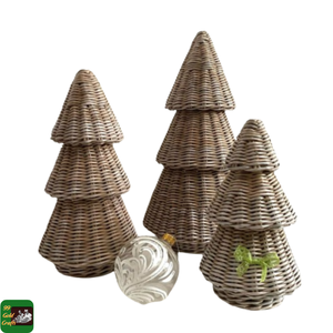 Arbre de Noël artisanal vintage en rotin, écologique, pour la décoration de table de Noël et les présentoirs de boutiques de cadeaux saisonniers, Vietnam - Product Image 3