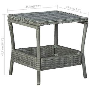 Table de jardin en rotin PE gris clair, acier thermolaqué et plateau en PP, mobilier d'extérieur élégant - Product Image 5