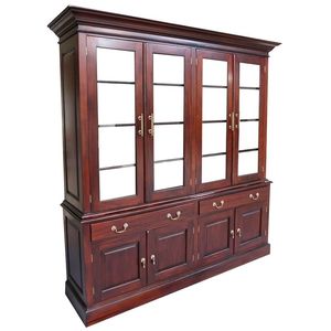 Vitrine à quatre portes en acajou massif, fabriquée à la main, au style réplique antique traditionnel avec quatre portes vitrées. - Product Image 4