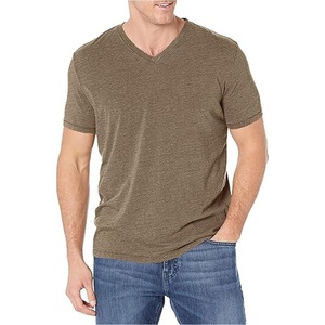 T-shirt pour homme 100% coton, col en V, manches courtes, uni, décontracté, été, vente en gros, t-shirts vierges pour impression numérique - Product Image 3