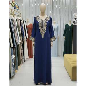 Abaya elegante con cuentas al estilo de Dubái para mujer, vestido musulmán modesto para bodas, fiestas y ocasiones especiales, procedente de la India. - Product Image 5