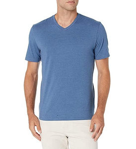 T-shirt décontracté pour homme à col en V et manches courtes 100 % coton, respirant, séchage rapide, personnalisable avec logo, vente en gros - Product Image 2