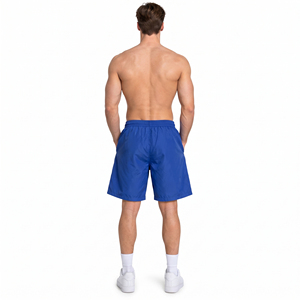 Men's Blue Embroidered Logo Drawstring Shorts Quick Dry Casual <b>Board</b> Shorts Mid Waist Solid Color Sport Style Windbreaker Shorts - Product Image 4