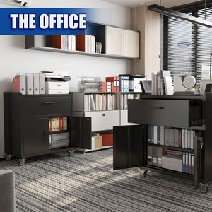 2-Door + 1-<b>Drawer</b> Lockable Metal Tool Cabinet Garage Storage with Rolling Wheels for Home or <b>Workshop</b> - Product Image 5