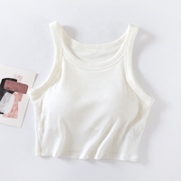 Tank Top Wanita Premium Grosir, Model Rib Crop Lengan Pendek Aplikasi Flanel Semua Ukuran Warna OEM Pakaian Yoga Gym Bernapas Cepat Kering