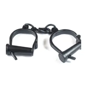 security department metal carbon Black steel close handcuffs double locking system hand cuff stainless