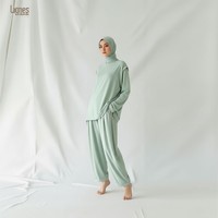 Ensemble de vêtements intérieurs modestes pour femmes musulmanes, haut long et pantalon respirants, vêtements de maison conservateurs