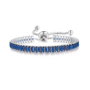 Bracelet tennis ajustable en zircon taille émeraude, plaqué rhodium, en acier inoxydable, style classique, bijou unisexe, cadeau - Product Image 4