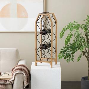 Moderno Estante para Vino de Madera y Metal para 8 Botellas, Torre Vertical Independiente, Decorativo, Geométrico, de Alambre y Madera - Product Image 6