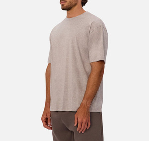 Camiseta de algodón grueso para hombre, color gris claro, talla grande, transpirable, precio al por mayor - Product Image 5