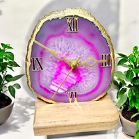 Jam Meja Agate Poles Tangan Buatan Cambay Art, Gerakan Kristal Kuarsa Alami, Feng Shui, Kualitas Tinggi, Tren Mode, Dekorasi Rumah