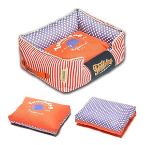 Polka Striped Polo <b>Easy</b>-Wash Rectangular Dog <b>Bed</b> Fashionable Pet <b>Bed</b> - Product Image 2