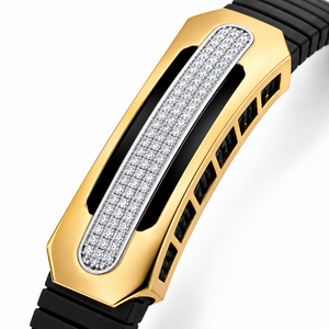 18KT Gold Black Ceramic Diamond Pavé Bar Bracelet <b>for</b> <b>Men</b> High Polish Contemporary Luxury Wedding Party Daily Wear Gift Jewelry - Product Image 3