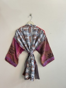 Lot assorti de robes kimono en soie pour femmes, longueur courte, style vintage, robe kimono d'été, vêtement de plage - Product Image 6