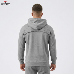 เสื้อฮู้ดผู้ชายแบบใหม่ แต่งซิปประดับเพชร คุณภาพสูง ราคาคุ้มค่า สวมใส่สบาย เสื้อฮู้ดกันหนาวประดับเพชร - Product Image 4