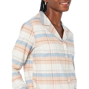Essentials Women's Flannel Long-Sleeve Button Front Shirt and Pant <b>Pajama</b> Set Custom Digital Print Sleep Wear 100% Pure Cotton - Product Image 2