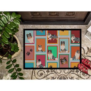Bleu Merle Sheltie paillasson antidérapant lavable intérieur extérieur tapis 24H X 36W Lots pour entrée de porte d'entrée - Product Image 3