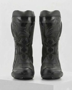Premium Black White Genuine Leather Motorcycle Racing Boots Protective Motorbike Riding Shoes - Product Image 3