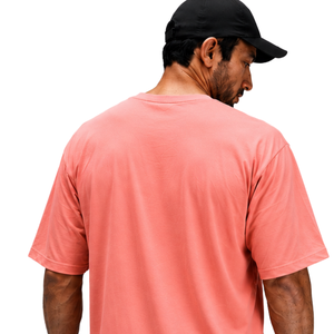 เสื้อยืดโอเวอร์ไซส์สีชมพูแซลมอนสำหรับผู้ชาย ผ้าฝ้าย 100% เนื้อหนา ระบายอากาศได้ดี คอกลม แขนสั้น สวมใส่สบาย เหมาะสำหรับออกกำลังกาย สตรีทแวร์ และการฝึกซ้อม - Product Image 4