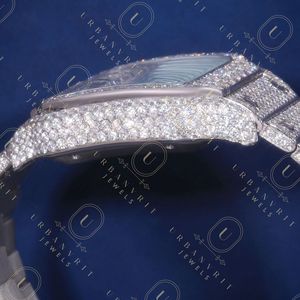 Reloj mecánico artesanal de acero inoxidable con movimiento automático de cuarzo, diamantes de moissanita de corte redondo, claridad VS VVS EF - Product Image 5