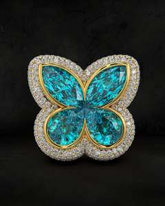 Butterfly Moissanite <b>Cocktail</b> <b>Ring</b> 18K Solid <b>Gold</b> Marquise Cut Pave Setting Luxury Women's Party Jewelry - Product Image 1