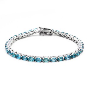 Bracelet en apatite bleu ciel, bracelet tennis en argent sterling, bijoux en pierres précieuses faits à la main, cadeau élégant pour femmes - Product Image 2