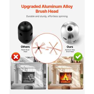 Kit de Limpieza de Chimeneas Extensible de 26 Pies, Cepillo de Longitud Máxima para Limpieza de Chimeneas, Gafas Protectoras, Accesorios para Chimeneas de 90 Grados - Product Image 2