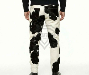 Premium Cowhide Fur Leather Pants Men Custom Real Hair On Hide Animal Print Trousers Stylish Slim Fit Streetwear Fashion Bottoms - Product Image 2