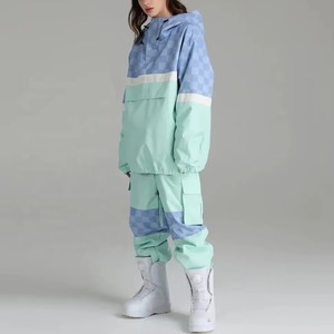 Traje de Esquí Unisex con Bloques de Color, Chaqueta Impermeable con Capucha y Pantalones, Conjunto de Ropa de Nieve para Adultos, 100% Poliéster, Trajes de Esquí para Mujer - Product Image 6