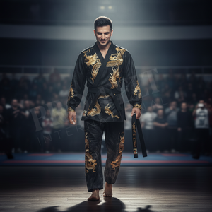 Hand Dragon Embroidered Deco Design Karate Gi Uniform Martial <b>Arts</b> Training Loose Fitted OEM ODM Custom Kung Fu Uniform <b>Set</b> - Product Image 3