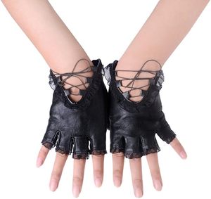 Guantes de moda de cuero sin dedos para mujer - Product Image 4