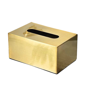 Caja de pañuelos cuadrada de metal, acabado dorado, moderna y elegante, para baño y oficina en casa, producto más vendido. - Product Image 2