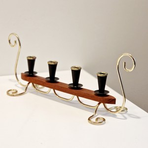 Porte-bougie en bois et métal de haute qualité, design quatre-en-un, parfait pour la décoration de table à la maison, les restaurants et l'aménagement d'hôtels - Product Image 1