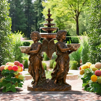 Statue d'ange chérubin en fibre de verre de luxe sur mesure, style Art déco, avec pot intégré, sculpture pour pot de plante, décoration de jardin extérieur, résistante aux intempéries