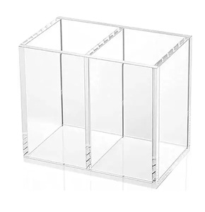 Portalápices clásico hecho a mano de acrílico, regalos empresariales, artesanías, 2 compartimentos, organizador/contenedor de papelería - Product Image 1