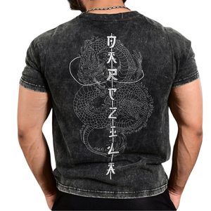 เสื้อยืดลายกราฟิกแขนสั้นคอกลมลายมังกรอนิเมะสไตล์สตรีทแวร์ลำลองวินเทจขายส่งเสื้อผ้าพิมพ์ลาย - Product Image 2