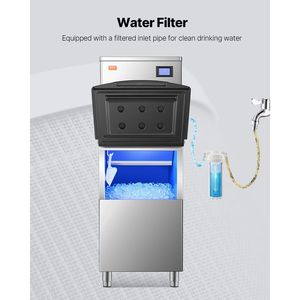 Cucina commerciale acciaio fabbricazione 250lbs capacità in acciaio inox contenitore di stoccaggio del ghiaccio con produttore di ghiaccio commerciale - Product Image 5