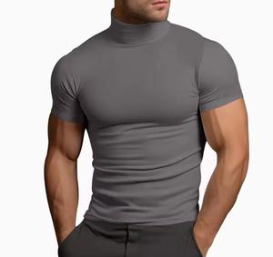 T-shirt décontracté pour homme en polyester respirant 200g à manches courtes, col rond, tricoté, coupe classique, couleur unie - Product Image 3