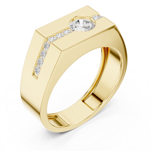 Anillo de boda para hombre con diamantes cultivados en laboratorio en oro amarillo – Anillo de oro moderno y audaz para novio, joyería con diamantes - Product Image 2