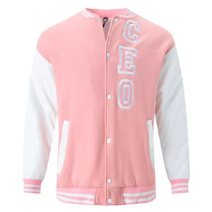 Vestes de sport tendance de couleur rose avec logo personnalisé pour hommes, en tissu polaire 100% coton, taille personnalisée, marque - Product Image 1
