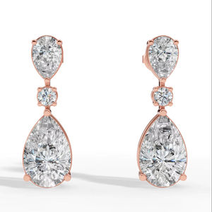 Elegantes Pendientes de Plata de Ley 925 con Diamantes Creados en Laboratorio, Corte Marquesa y Pera, Color D-E, Certificados por IGI, de Lujo para Mujer - Product Image 3