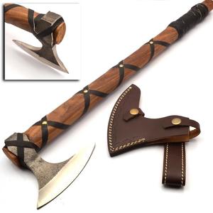 Hand Forged Splitting <b>Axe</b> With Wooden <b>Handle</b> Bearded Head For Firewood Splitting Outdoor Use - Product Image 1