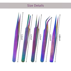 Juego de Pinzas para Extensión de Pestañas de Alta Calidad, 5 Piezas, Titanio, Multicolor, Pinzas de Precisión para Manicura, Kit para Uso en Salones de Belleza - Product Image 2