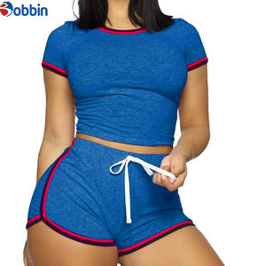 Conjuntos de Verano para Mujer, Conjuntos Deportivos Cortos de Moda, Los Mejores Conjuntos de Verano para Mujer, 2 Piezas, Camiseta Corta de Algodón con Pantalones Cortos - Product Image 4