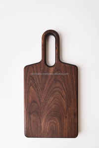 Planche à découper de cuisine personnalisée en gros d'usine Smart Wood Bambou Acacia Conception de noyer noir Bloc de bois épais poli naturel - Product Image 6